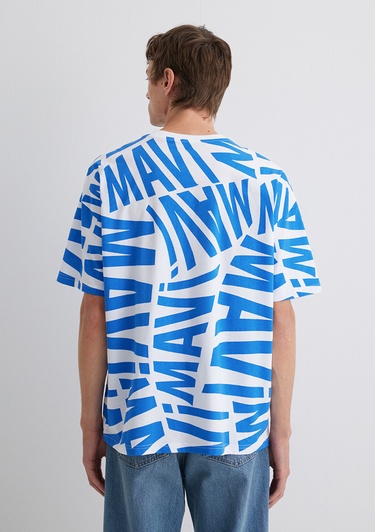  Mavi Mavi Logo Baskılı Mavi Tişört Oversize / Geniş Kesim 0610629-81347