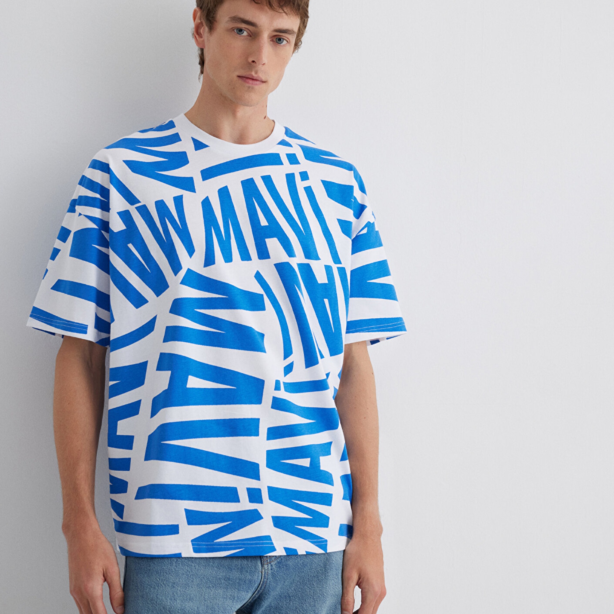 Mavi Mavi Logo Baskılı Mavi Tişört Oversize / Geniş Kesim 0610629-81347