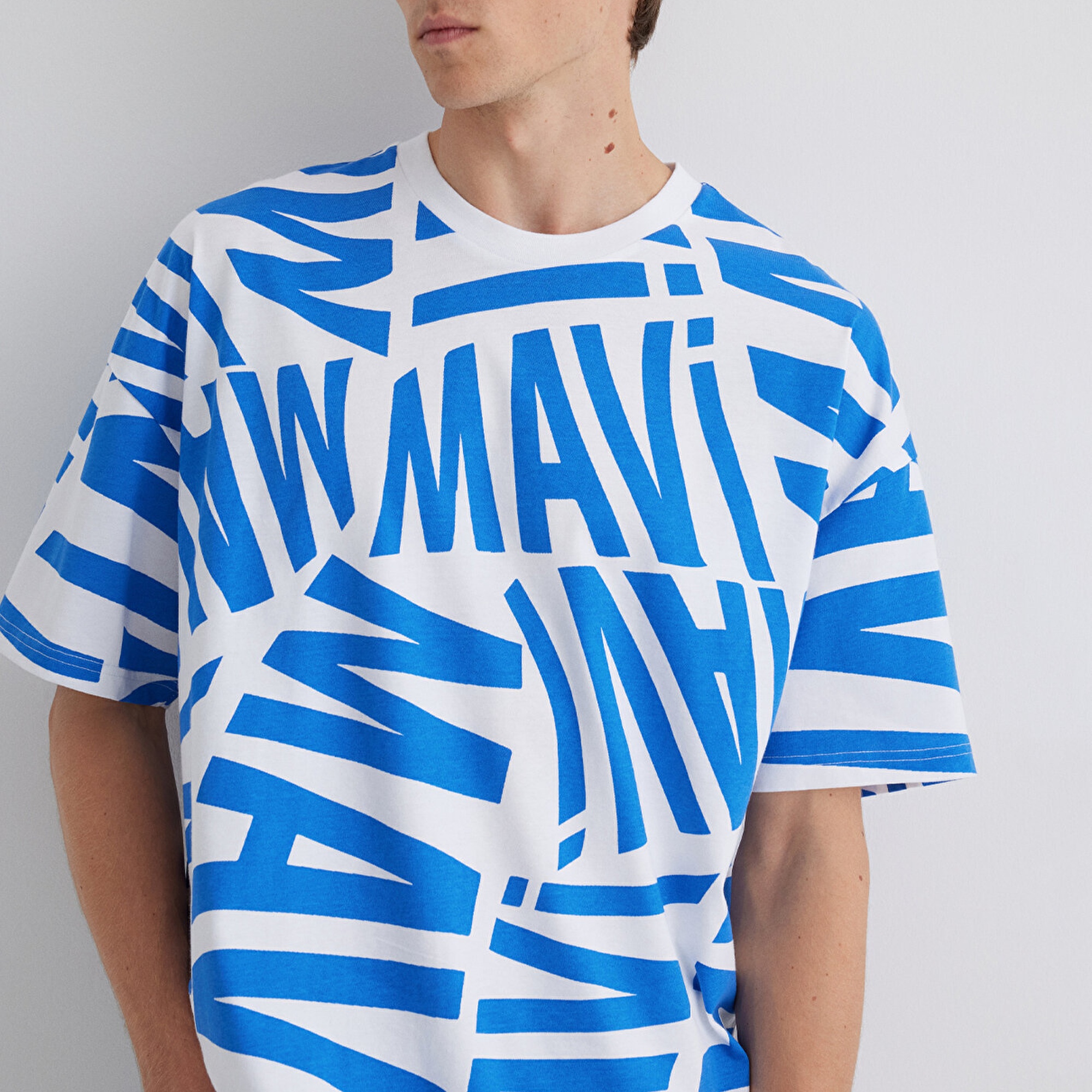 Mavi Mavi Logo Baskılı Mavi Tişört Oversize / Geniş Kesim 0610629-81347