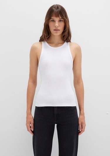  Mavi Halter Yaka Beyaz Basic Atlet Slim Fit / Dar Kesim 1612462-620