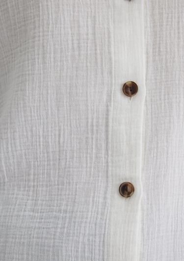  Mavi Dokulu Ekru Gömlek Loose Fit / Bol Rahat Kesim 1210758-70057