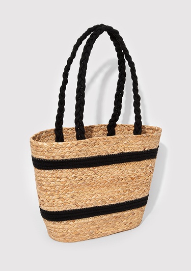  Mavi Siyah Çizgili Hasır Çanta 1912101-34523