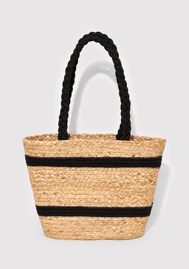  Mavi Siyah Çizgili Hasır Çanta 1912101-34523