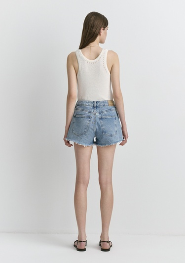  Mavi Rosie 90lar Gölgeli Indigo Mavisi Jean Şort 1447487078