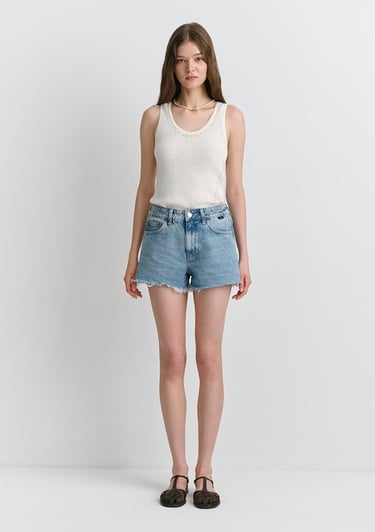  Mavi Rosie 90lar Gölgeli Indigo Mavisi Jean Şort 1447487078