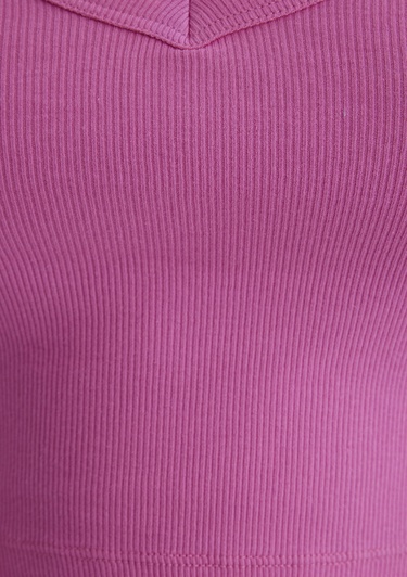  Mavi V Yaka Pembe Basic Crop Atlet Crop / Kısa Kesim 1612375-70572
