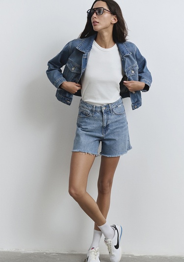  Mavi Millie 90lar İndigo Mavisi Jean Şort 1458987073