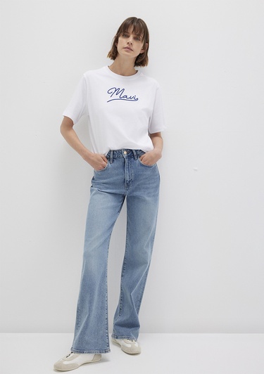  Mavi Mavi Nakışlı Beyaz Tişört Regular Fit / Normal Kesim 1612421-620