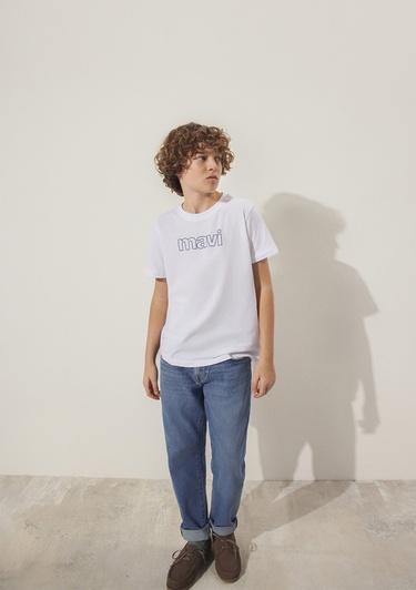 Mavi Mavi Logo Baskılı Beyaz Tişört Regular Fit / Normal Kesim 66323620