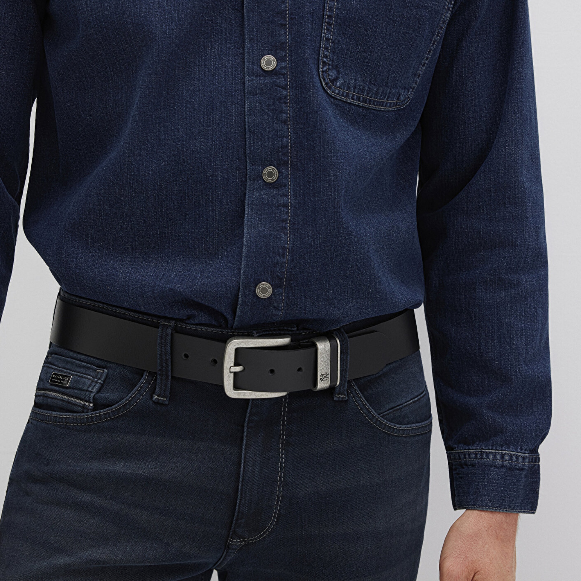 Mavi Siyah Deri Kemer 0911646-900