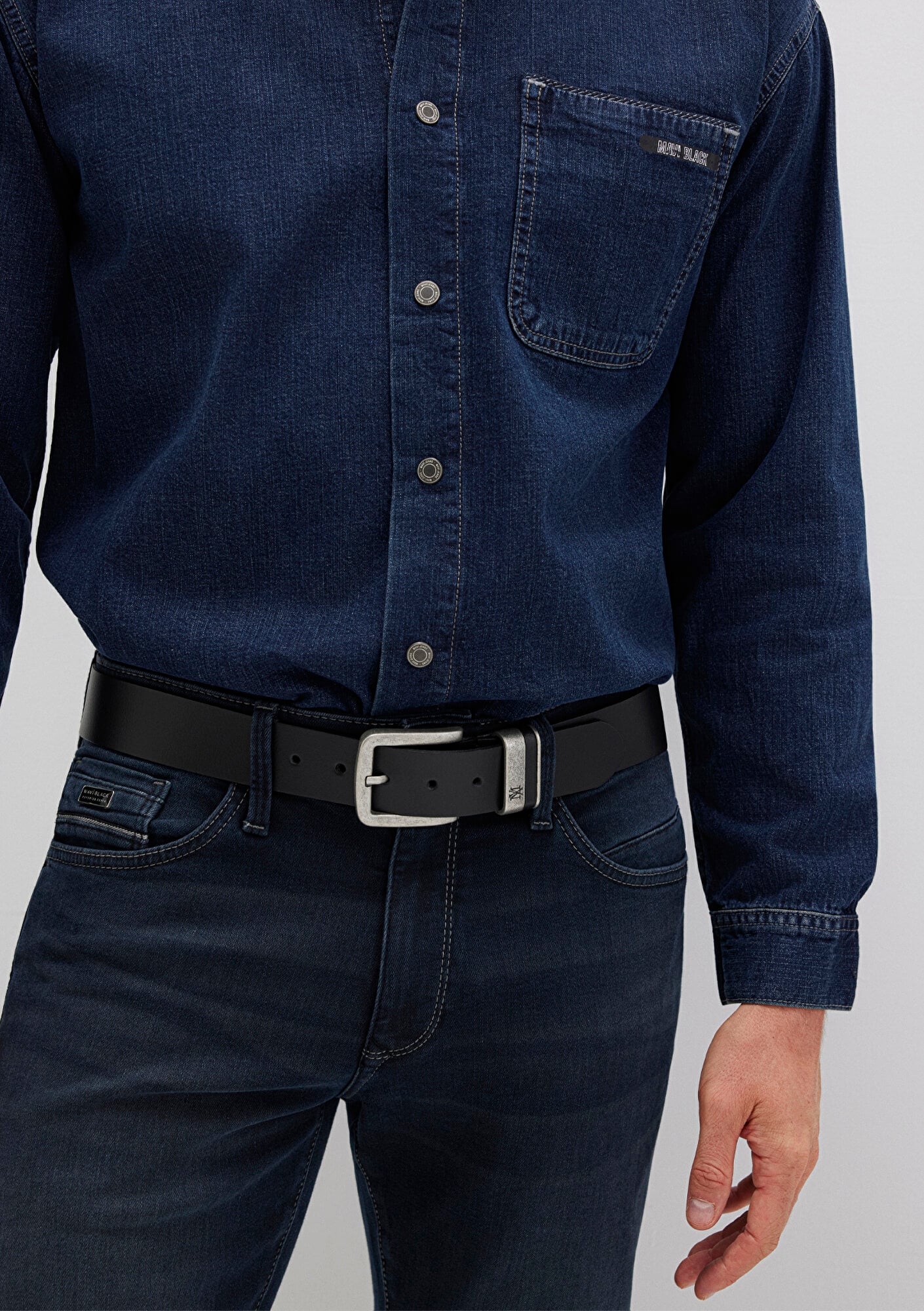  Mavi Siyah Deri Kemer 0911646-900