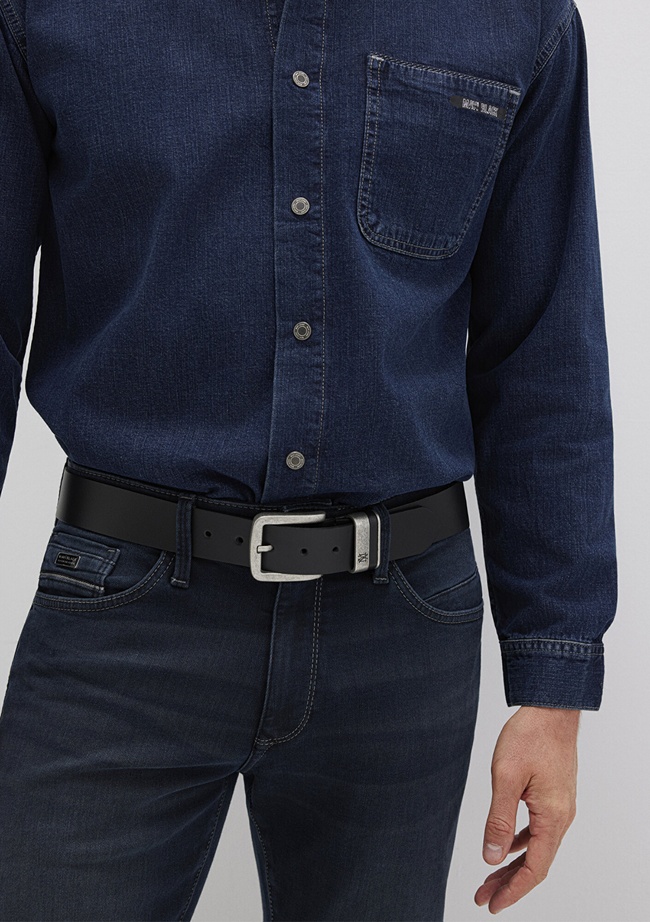  Mavi Siyah Deri Kemer 0911646-900