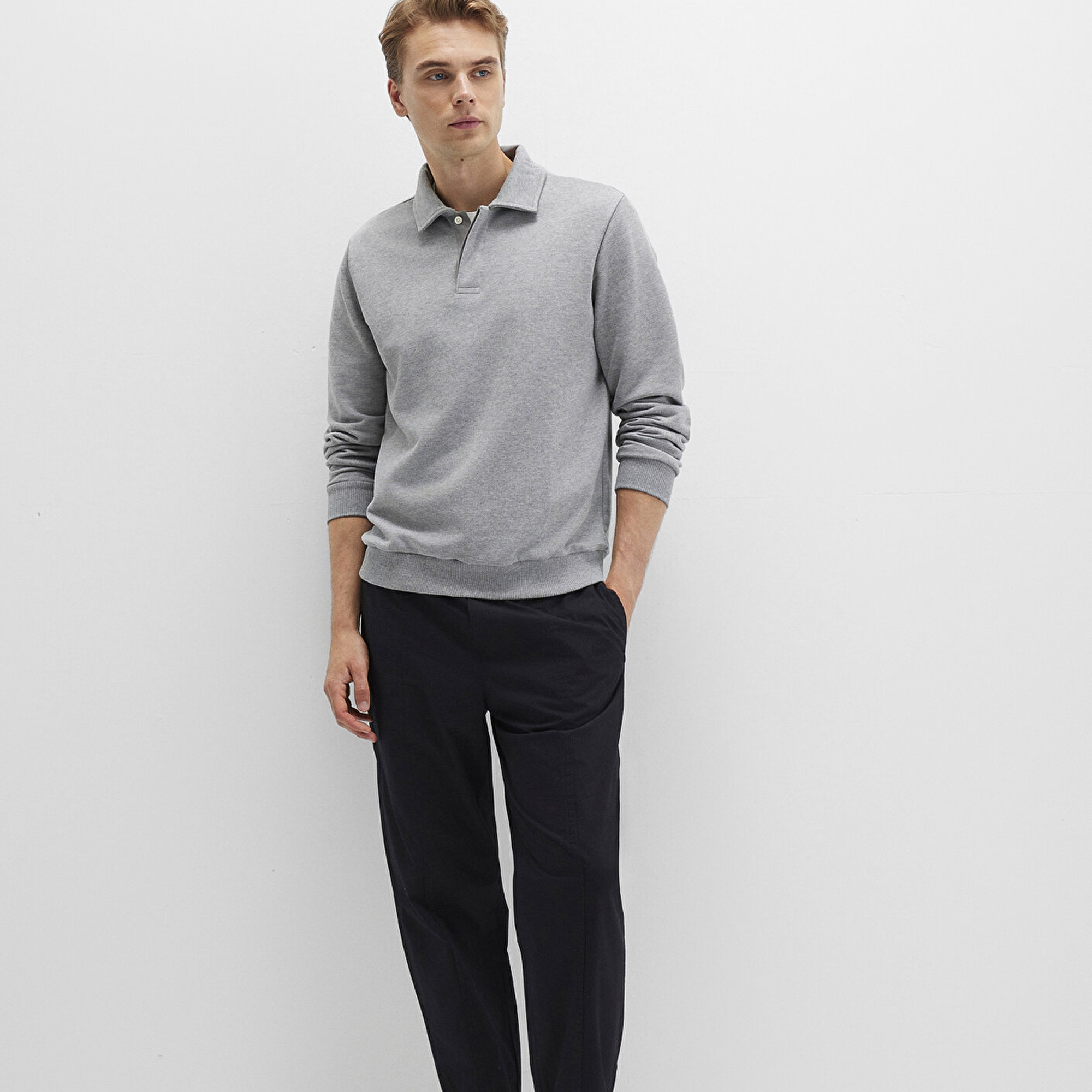 Mavi Beli Lastikli Siyah Jogger Pantolon 0010190-900