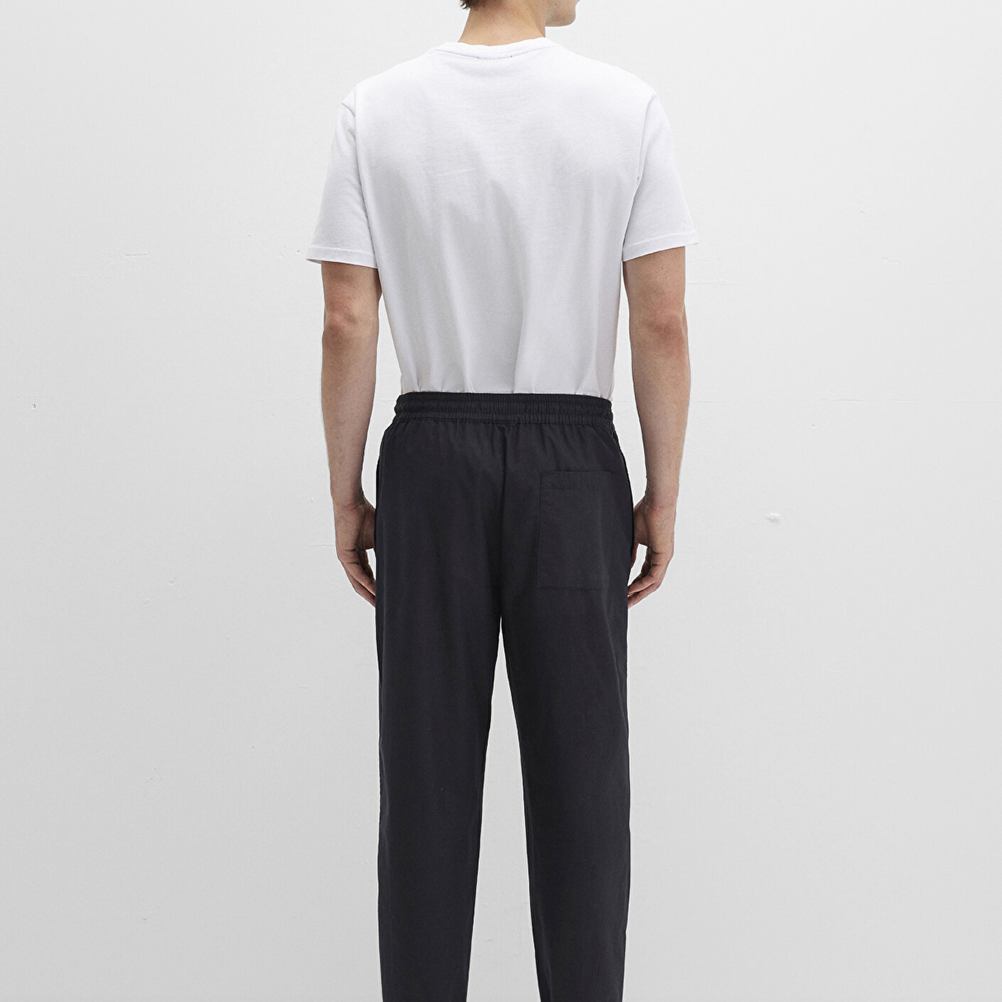 Mavi Beli Lastikli Siyah Jogger Pantolon 0010190-900