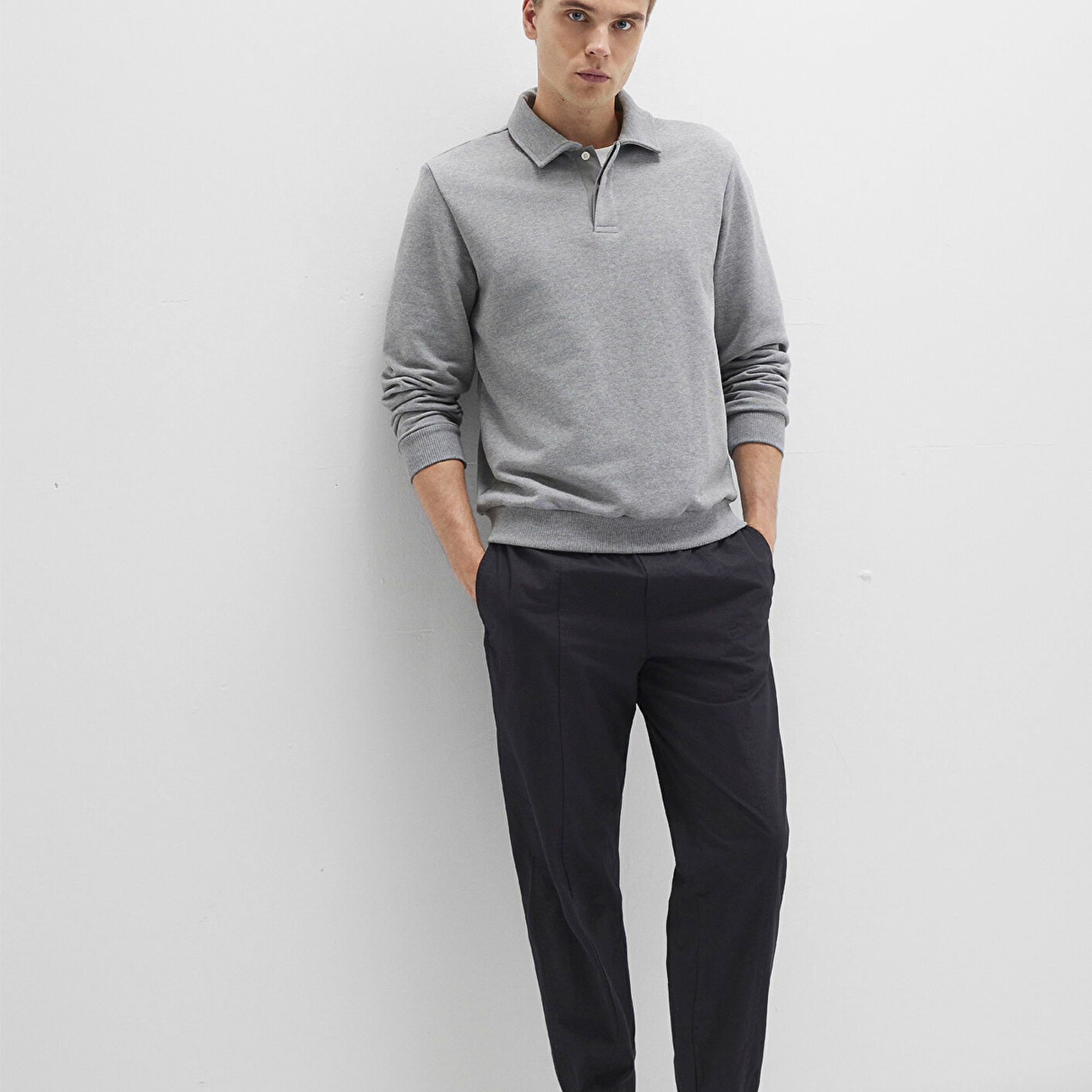 Mavi Beli Lastikli Siyah Jogger Pantolon 0010190-900