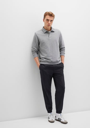  Mavi Beli Lastikli Siyah Jogger Pantolon 0010190-900