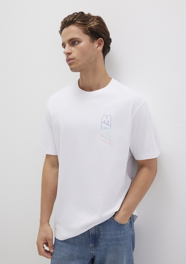  Mavi Mavi Logo Sırt Baskılı Beyaz Tişört Loose Fit / Bol Rahat Kesim 0612350-620