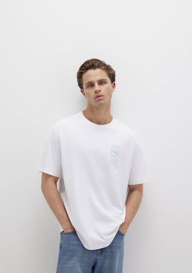  Mavi Mavi Logo Sırt Baskılı Beyaz Tişört Loose Fit / Bol Rahat Kesim 0612350-620