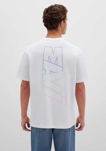  Mavi Mavi Logo Sırt Baskılı Beyaz Tişört Loose Fit / Bol Rahat Kesim 0612350-620