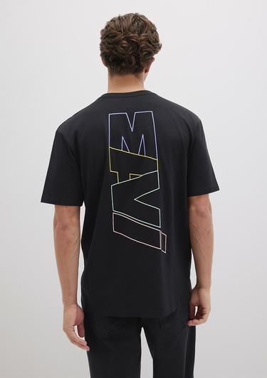  Mavi Mavi Logo Sırt Baskılı Siyah Tişört Loose Fit / Bol Rahat Kesim 0612350-900