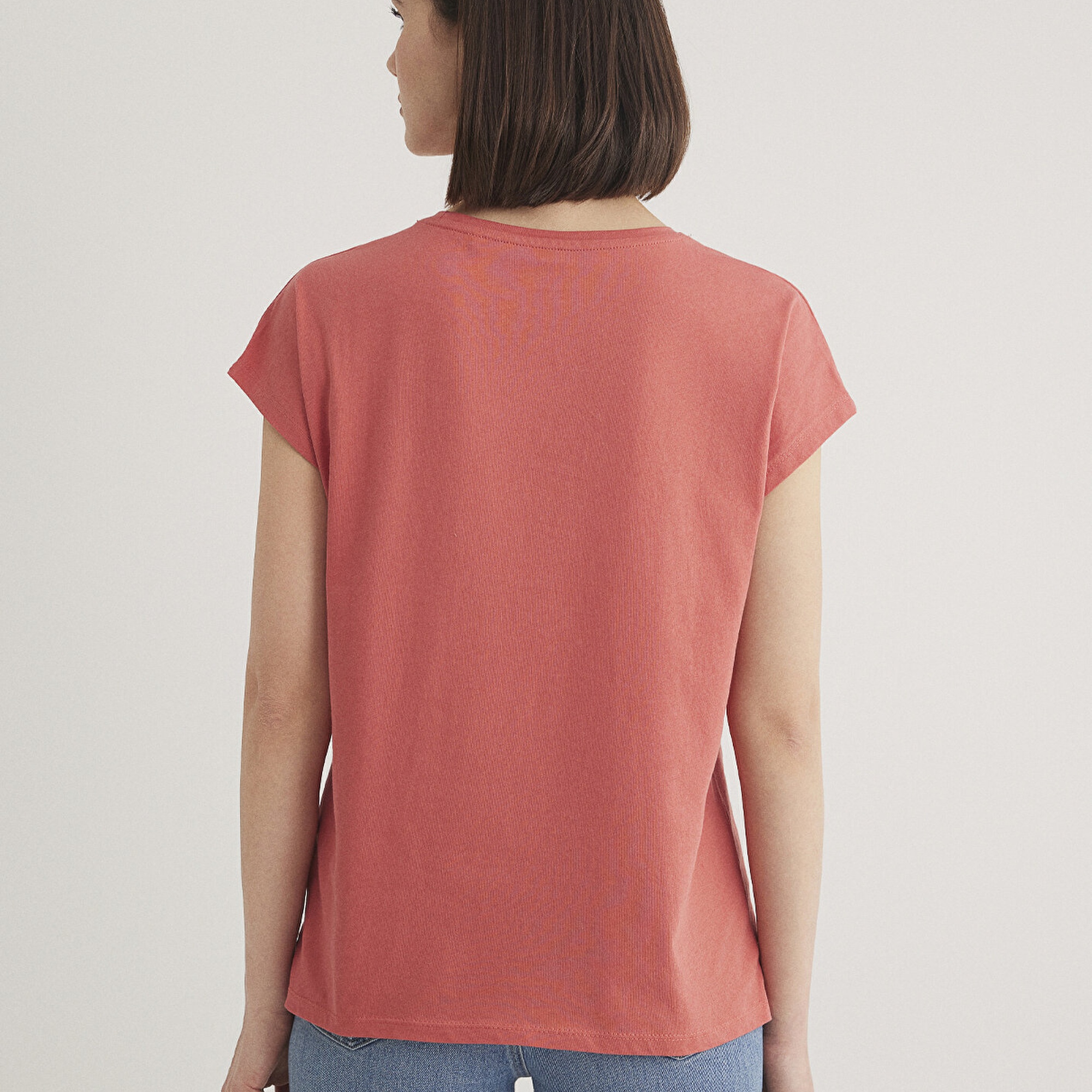 Mavi Çiçek Baskılı Pembe Tişört Regular Fit / Normal Kesim 1612618-71102