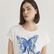 Mavi Kelebek Baskılı Beyaz Tişört Regular Fit / Normal Kesim 1612620-70057