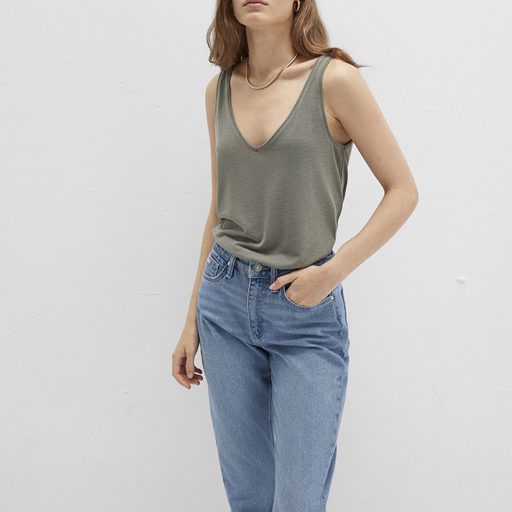 Mavi Lux Touch TENCEL TM Yeşil Modal Atlet Slim Fit / Dar Kesim 1610423-86961