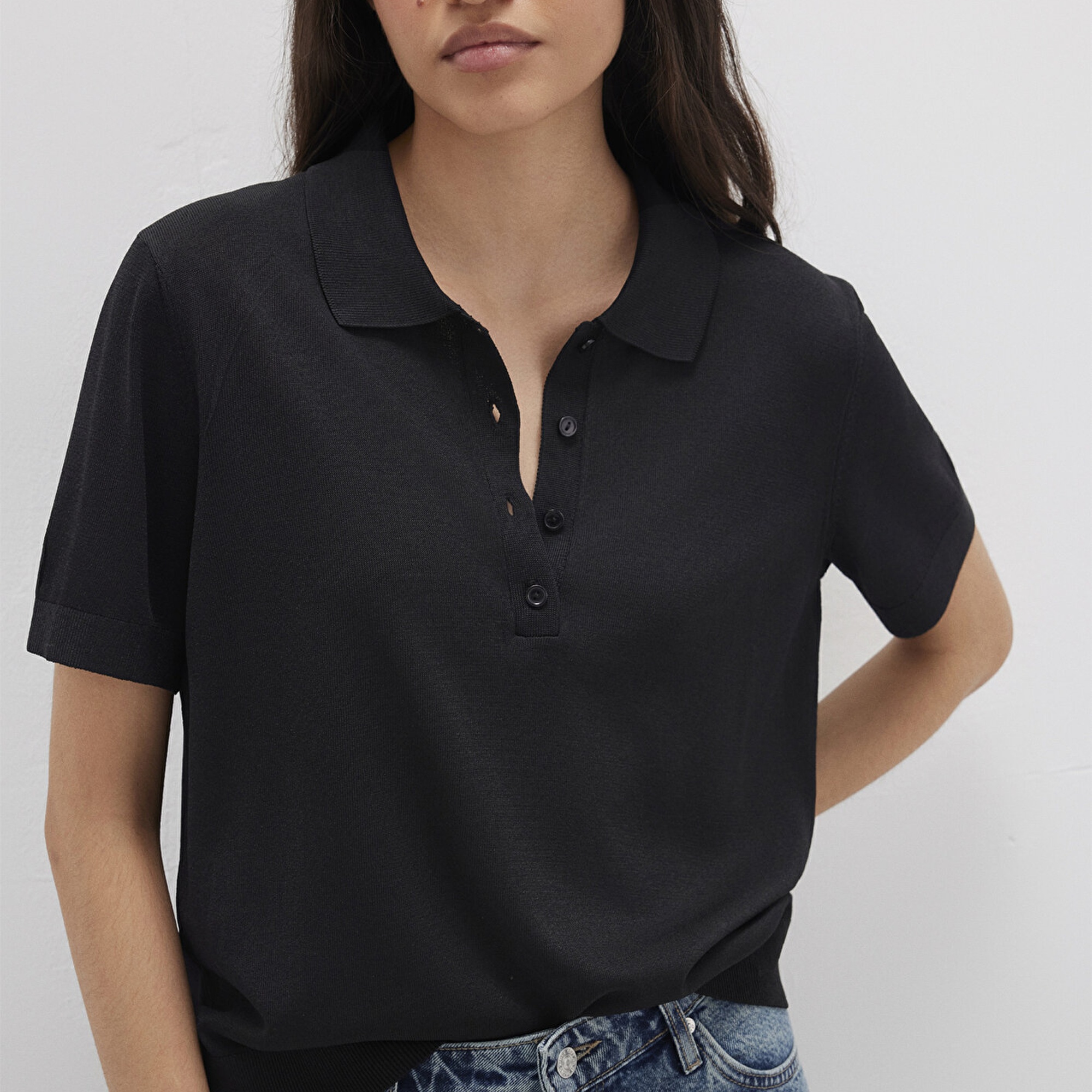 Mavi Lux Touch Siyah Triko Polo 1710493-900