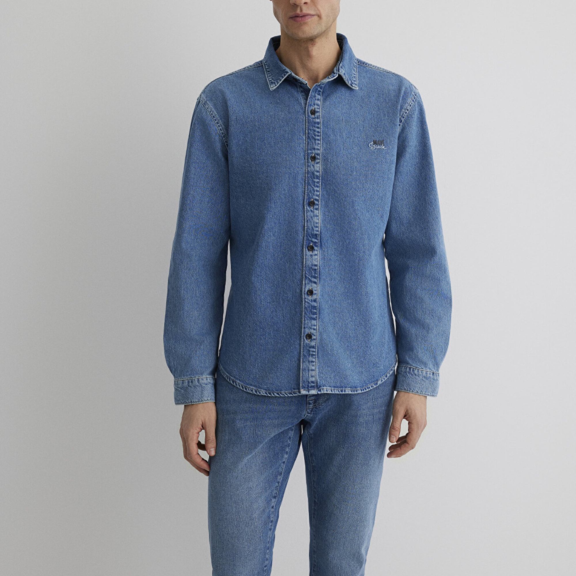 Mavi Roy Lux Black Puslu Açık Mavi Jean Gömlek Slim Fit / Dar Kesim 0210496-87937