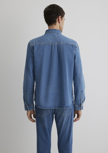  Mavi Roy Lux Black Puslu Açık Mavi Jean Gömlek Slim Fit / Dar Kesim 0210496-87937