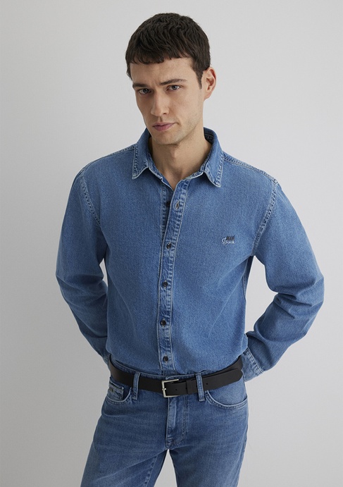  Mavi Roy Lux Black Puslu Açık Mavi Jean Gömlek Slim Fit / Dar Kesim 0210496-87937