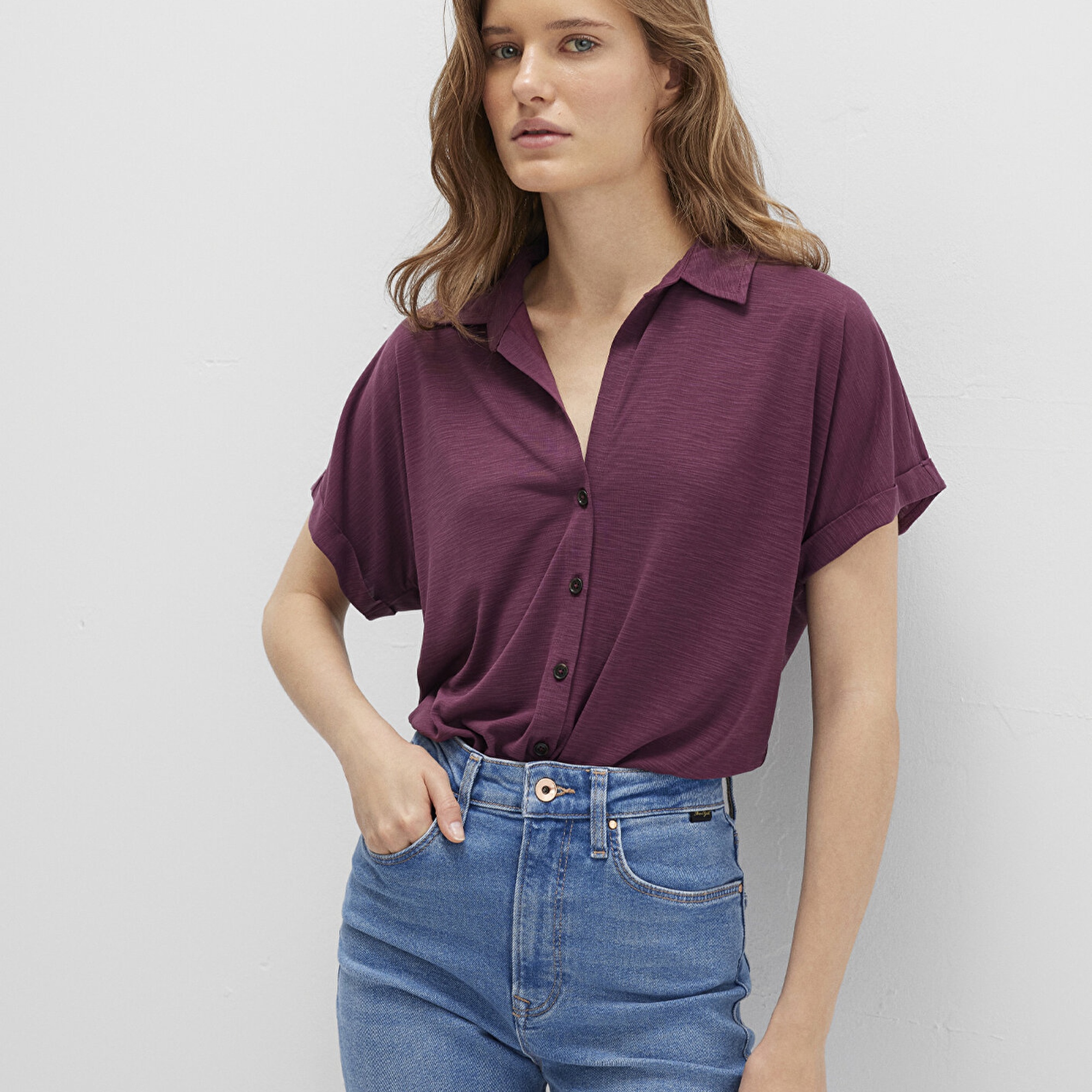 Mavi Lux Touch TENCEL TM Mor Modal Gömlek Regular Fit / Normal Kesim 168081-70664