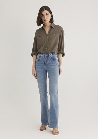  Mavi Haki Gömlek Regular Fit / Normal Kesim 1210985-80697