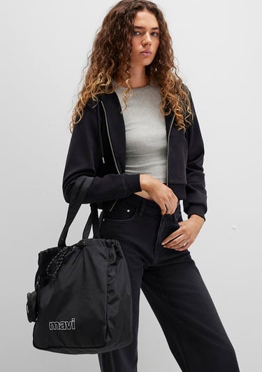  Mavi Mavi Logo Detaylı Siyah Omuz Çantası 1911306-900