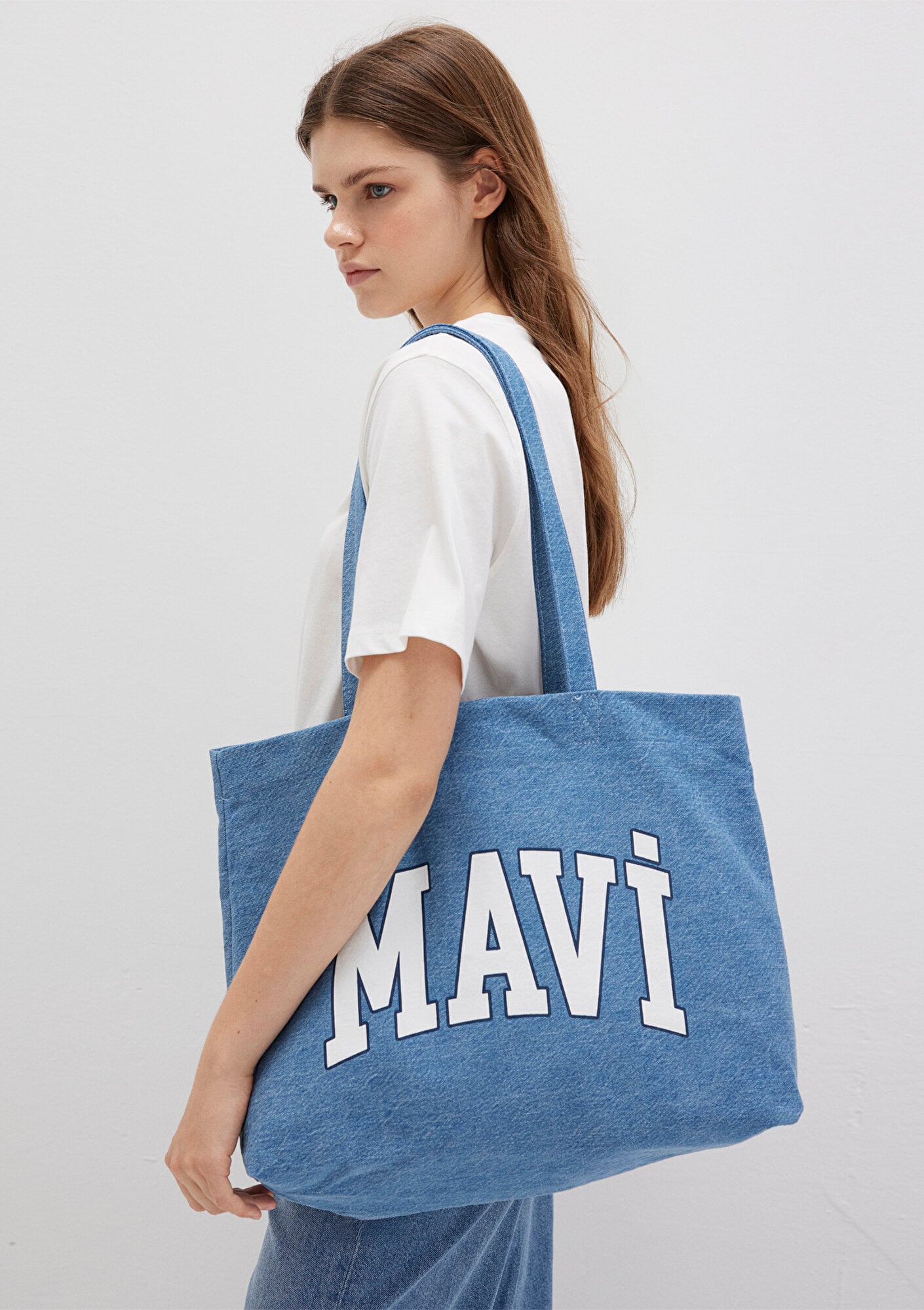  Mavi Mavi Logo Baskılı Denim Çanta 1912566-80195