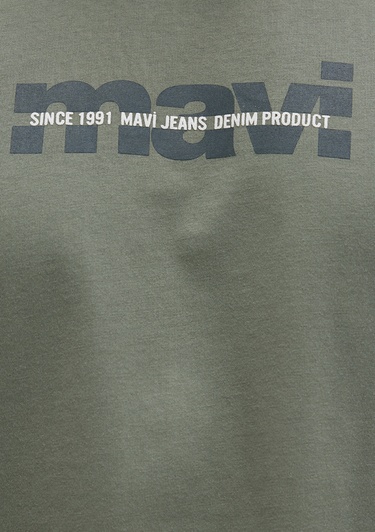  Mavi Mavi Logo Baskılı Haki Tişört Regular Fit / Normal Kesim 0610943-80692