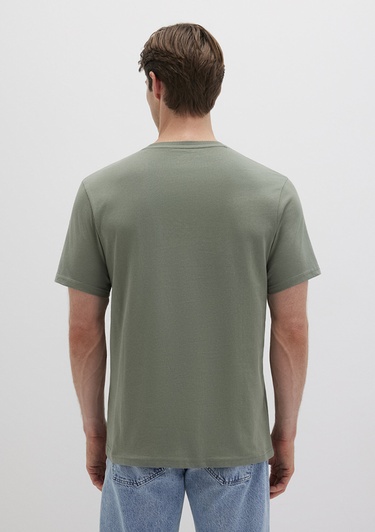  Mavi Mavi Logo Baskılı Haki Tişört Regular Fit / Normal Kesim 0610943-80692