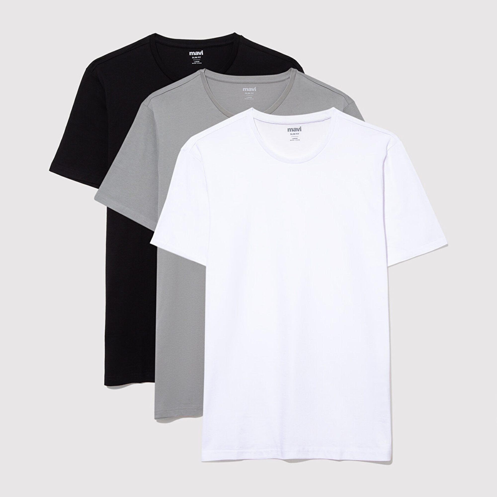 Mavi 3lü Bisiklet Yaka Erkek Basic Tişört Slim Fit / Dar Kesim 0611784-900