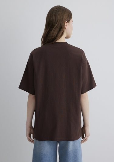  Mavi Mavi Logo Baskılı Kahverengi Tişört Oversize / Geniş Kesim 1600843-88062
