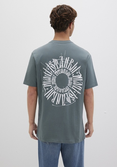  Mavi Sırt Baskılı İstanbul Tişört Loose Fit / Bol Rahat Kesim 0612449-71577