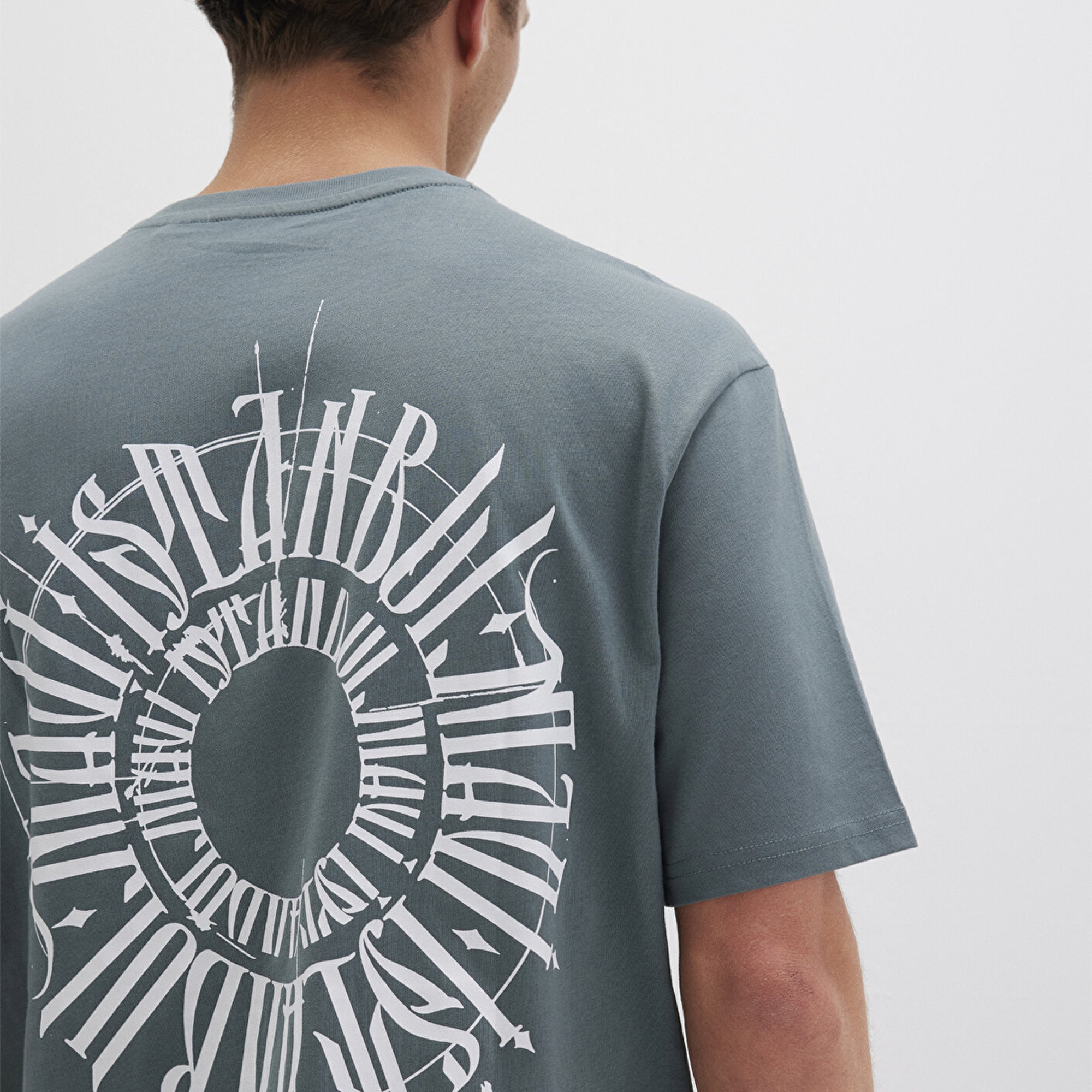 Mavi Sırt Baskılı İstanbul Tişört Loose Fit / Bol Rahat Kesim 0612449-71577