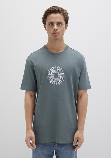  Mavi Sırt Baskılı İstanbul Tişört Loose Fit / Bol Rahat Kesim 0612449-71577