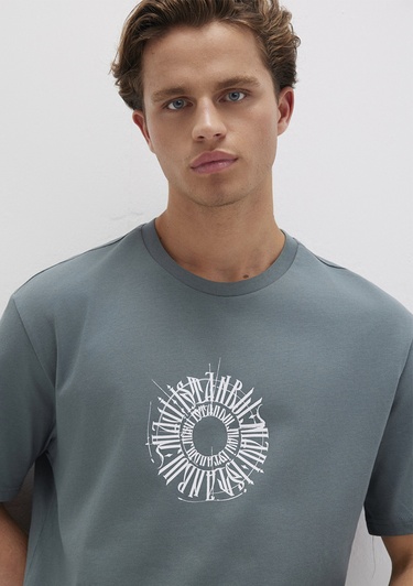  Mavi Sırt Baskılı İstanbul Tişört Loose Fit / Bol Rahat Kesim 0612449-71577