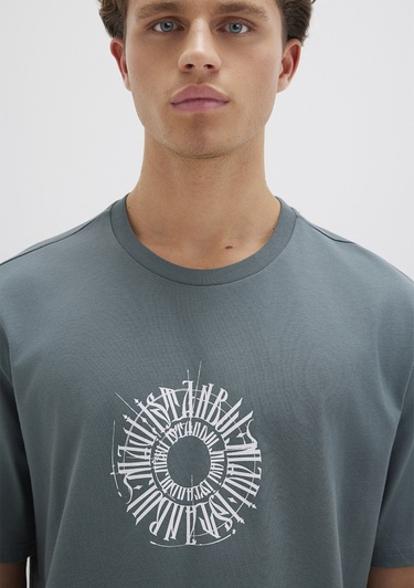  Mavi Sırt Baskılı İstanbul Tişört Loose Fit / Bol Rahat Kesim 0612449-71577