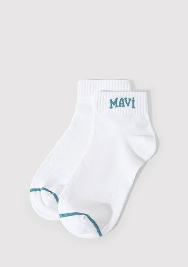  Mavi Mavi Logo Detaylı Beyaz Patik Çorap 1912785-20843