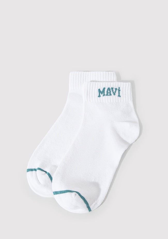  Mavi Mavi Logo Detaylı Beyaz Patik Çorap 1912785-20843