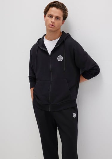  Mavi MVJNS Logo Baskılı Fermuarlı Kapüşonlu Siyah Sweatshirt 0S10193-900