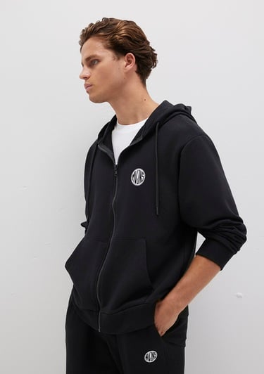  Mavi MVJNS Logo Baskılı Fermuarlı Kapüşonlu Siyah Sweatshirt 0S10193-900