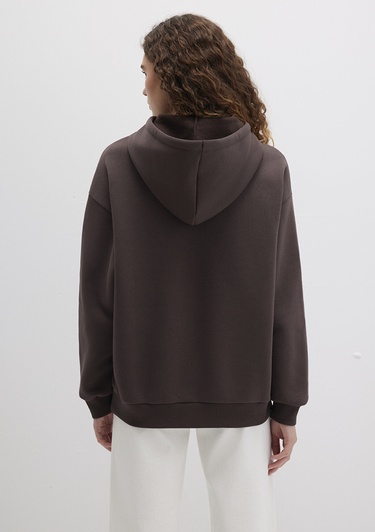  Mavi Mavi Logo Baskılı Kapüşonlu Kahverengi Sweatshirt 1600361-70222