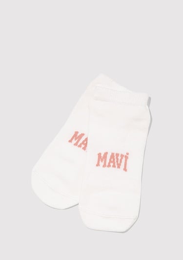  Mavi Mavi Logo Baskılı Beyaz Patik Çorap 1912784-620